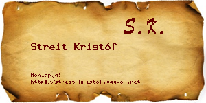 Streit Kristóf névjegykártya